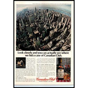 1978 Canadian Club Whisky Whiskey Vintage Print Ad New York City Aerial Wall Art